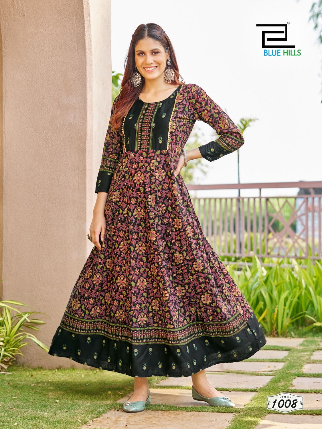 Blue Hills Happy Hours Printed Gown Style Anarkali Kurtis
